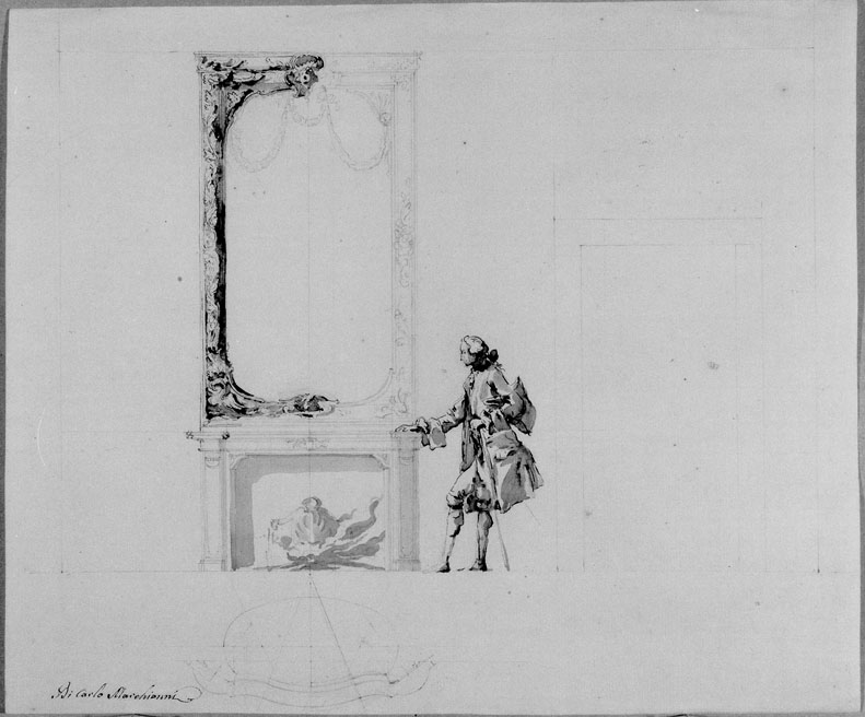 studio di camino (disegno) di Marchionni Carlo (sec. XVIII)