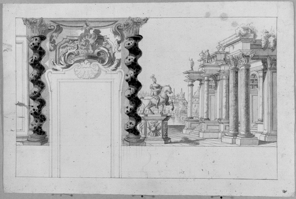 studio di monumento (disegno) - ambito italiano (sec. XVIII)