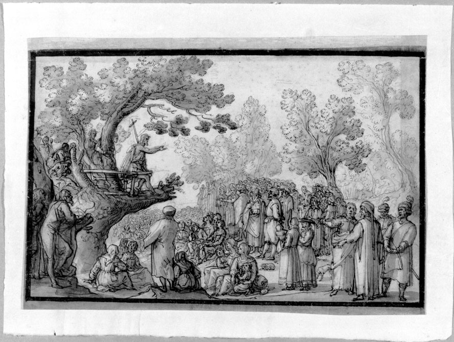 San Giovanni Battista indica Cristo alle turbe (disegno) - ambito italiano (sec. XVIII)
