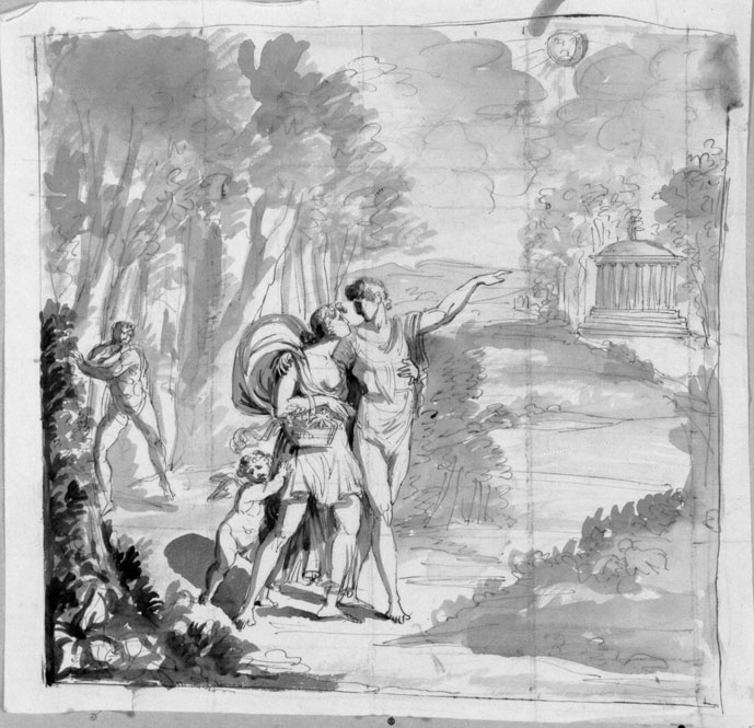 scena mitologica (disegno) - ambito italiano (seconda metà sec. XVIII)
