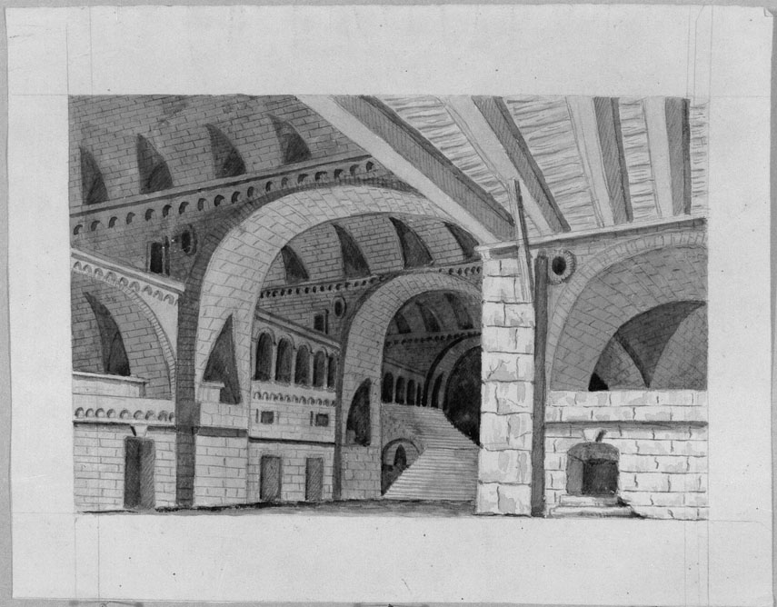architettura d'invenzione (disegno) di Honorati Carlo (sec. XIX)