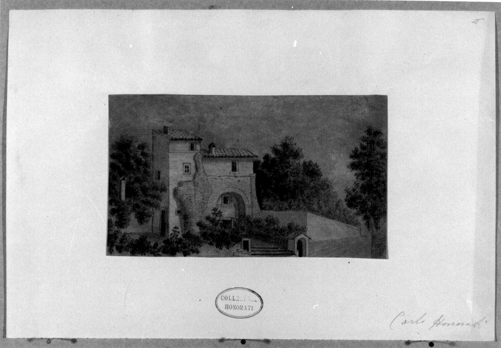 casa con alberi (disegno) di Honorati Carlo (prima metà sec. XIX)