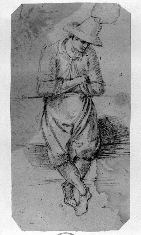 figura maschile con cappello (disegno) - ambito italiano (prima metà sec. XIX)