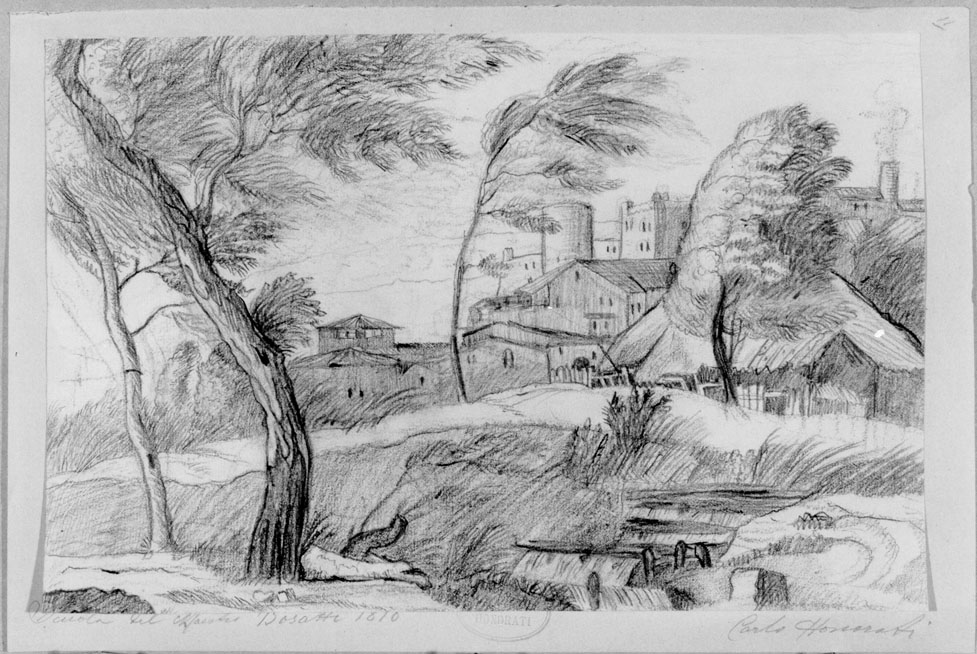 paesaggio con alberi (disegno) di Honorati Carlo (sec. XIX)