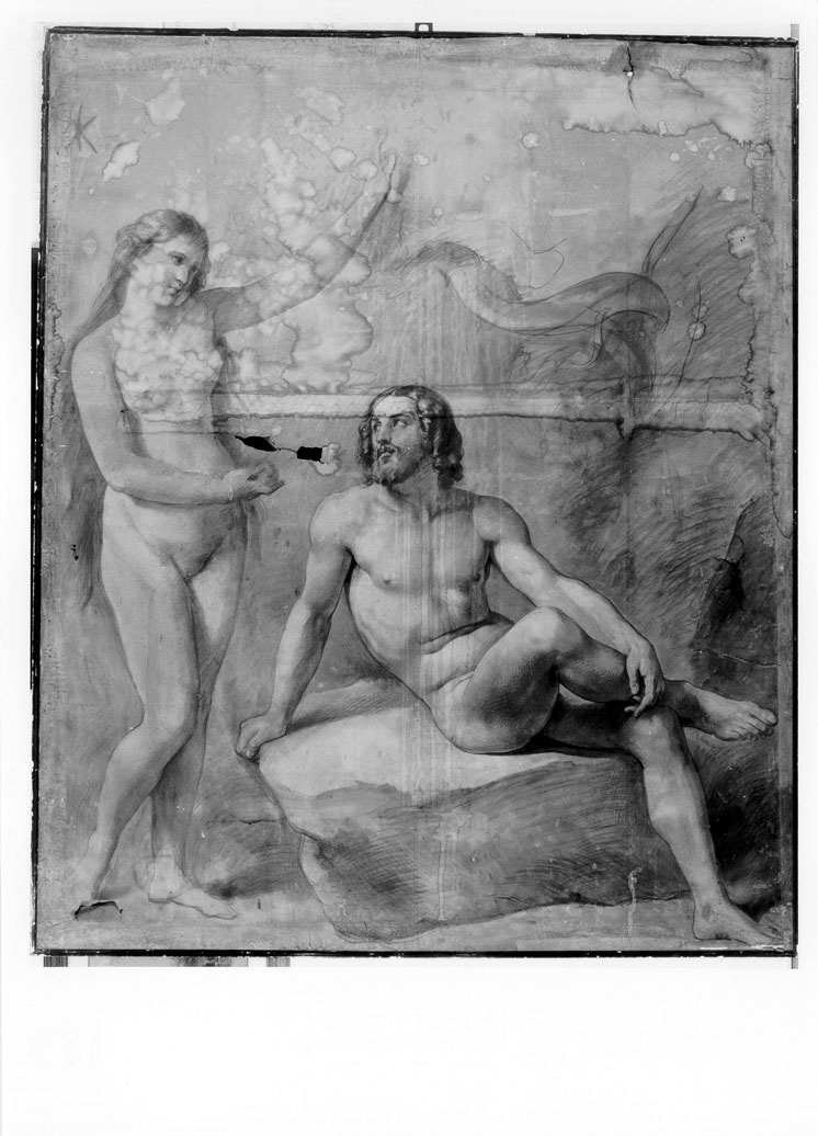 Adamo ed Eva nel paradiso terrestre (disegno) di Podesti Francesco (metà sec. XIX)