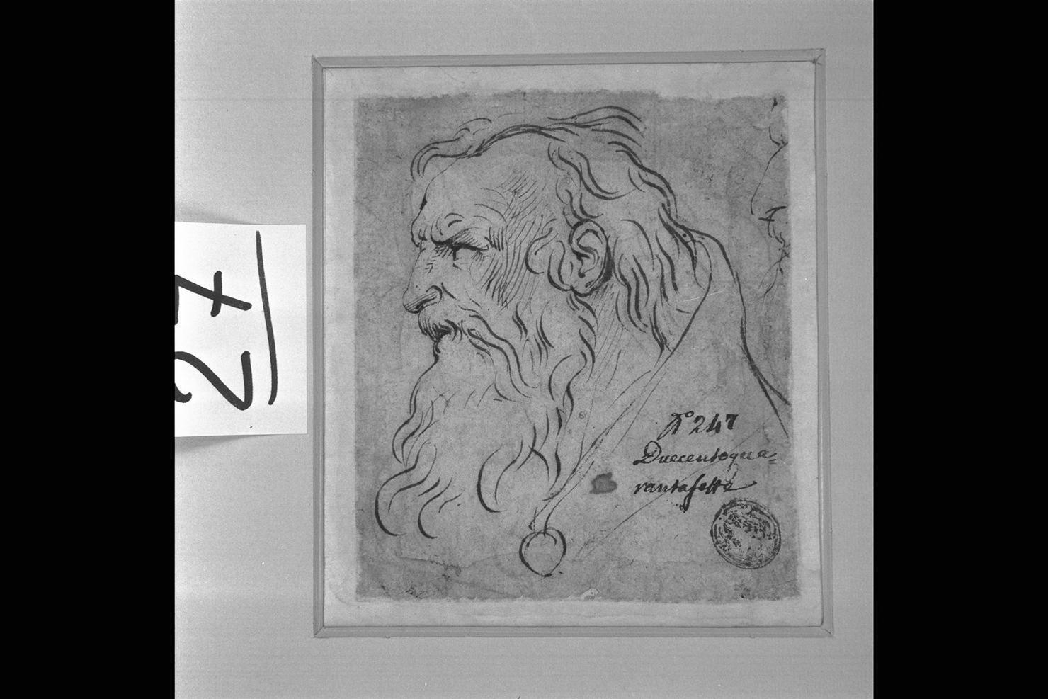 testa d'uomo con barba (disegno) - ambito italiano (sec. XVII)