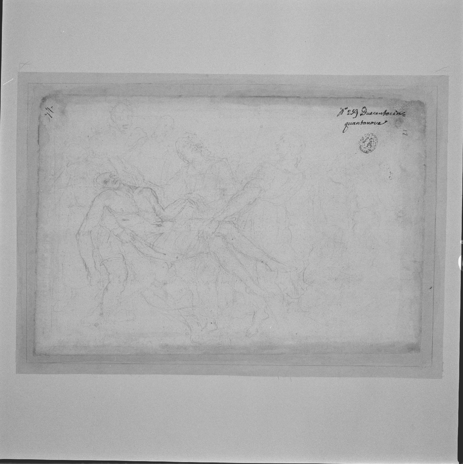 deposizione di Cristo nel sepolcro (disegno) di Alberti Giovanni (cerchia) (secc. XVI/ XVII)