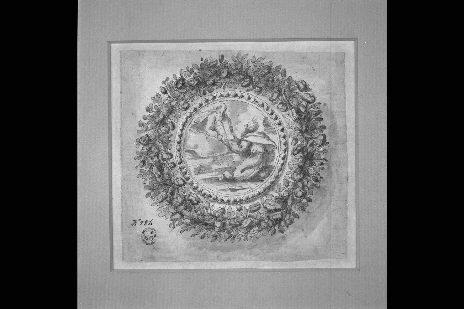 Mosè con le tavole della legge (disegno) - ambito marchigiano (sec. XVII)