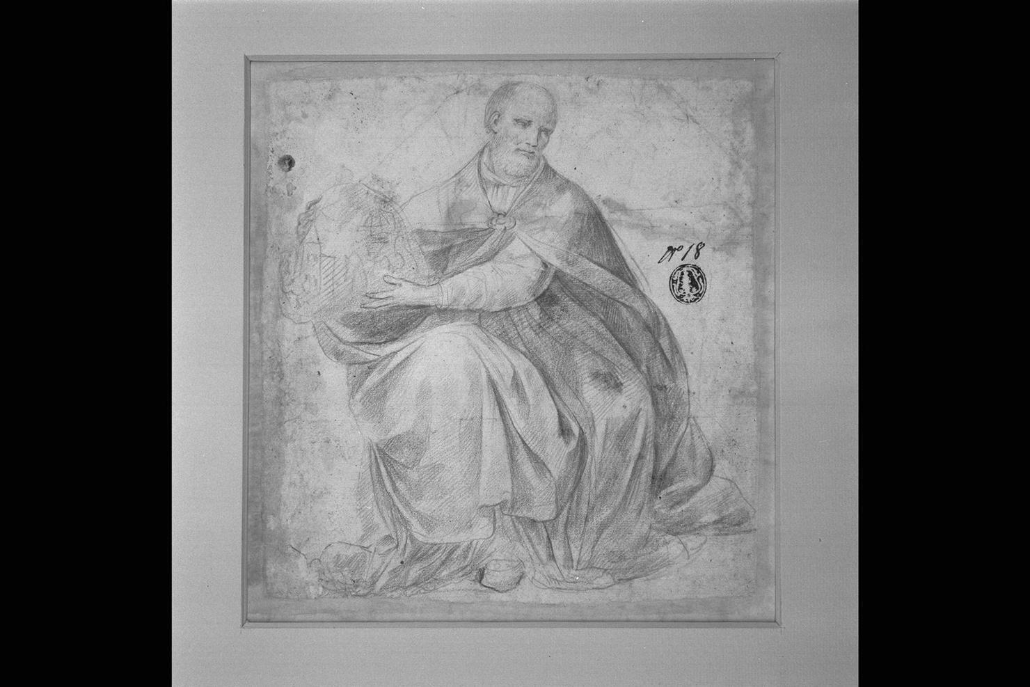 Santo vescovo (disegno) - ambito romano (sec. XVII)