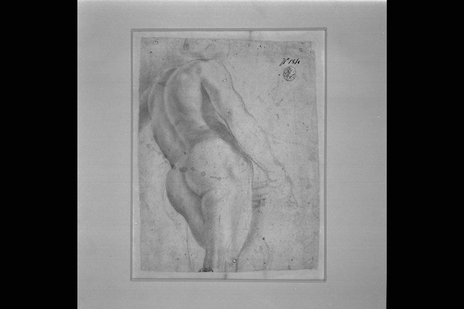figura maschile nuda (disegno) - ambito italiano (sec. XVII)