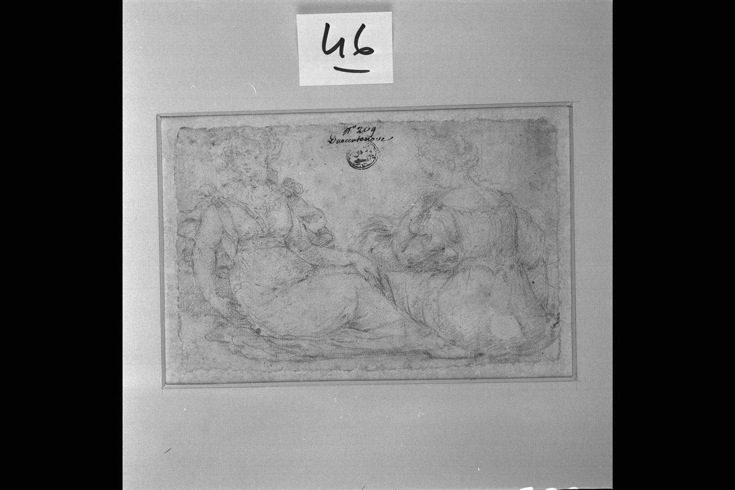 figure femminili (disegno) - ambito emiliano (sec. XVI)