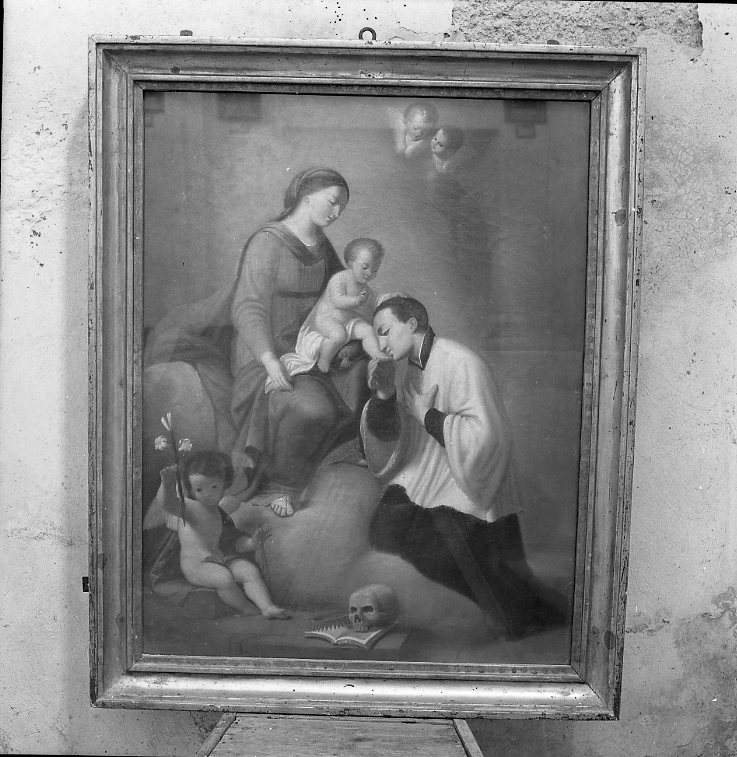Madonna con Bambino e San Luigi Gonzaga (dipinto) - ambito bolognese (prima metà sec. XVII, sec. XVIII, sec. XX)