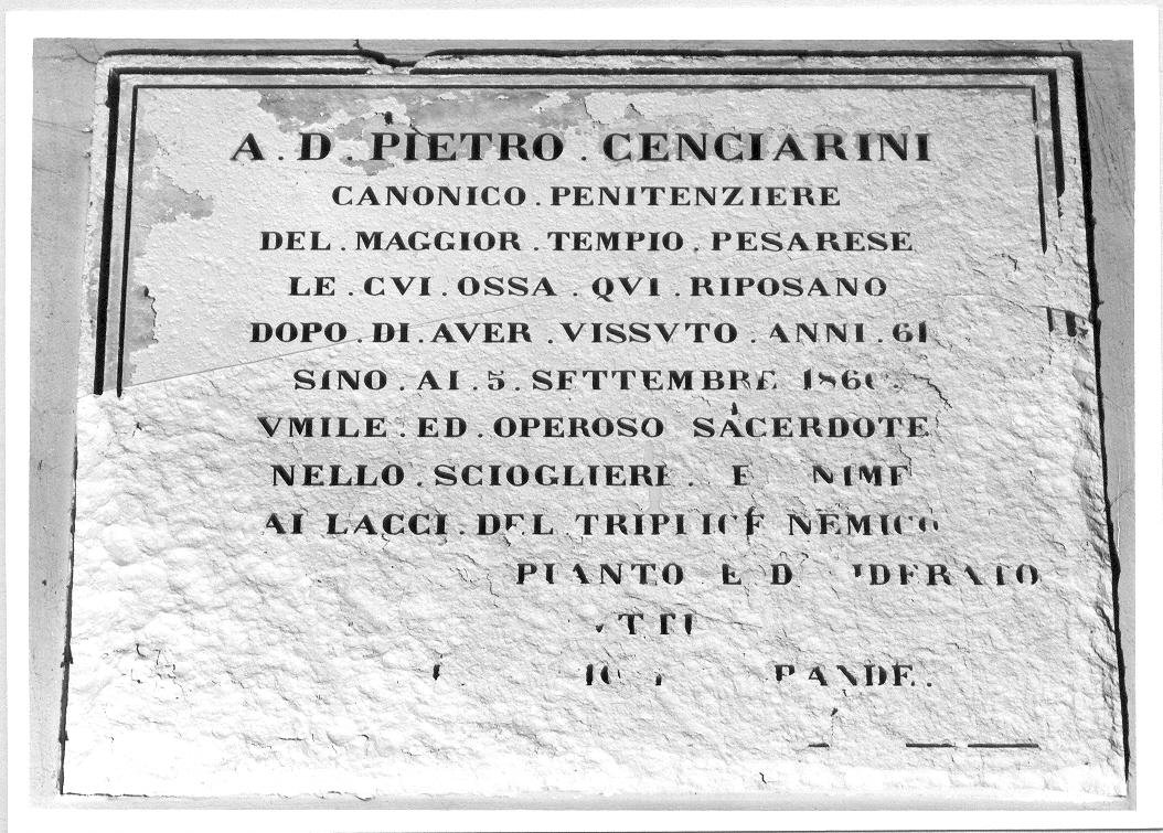 lapide tombale - bottega marchigiana (sec. XIX)