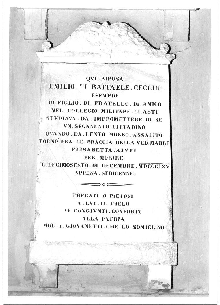 lapide tombale - bottega marchigiana (sec. XIX)