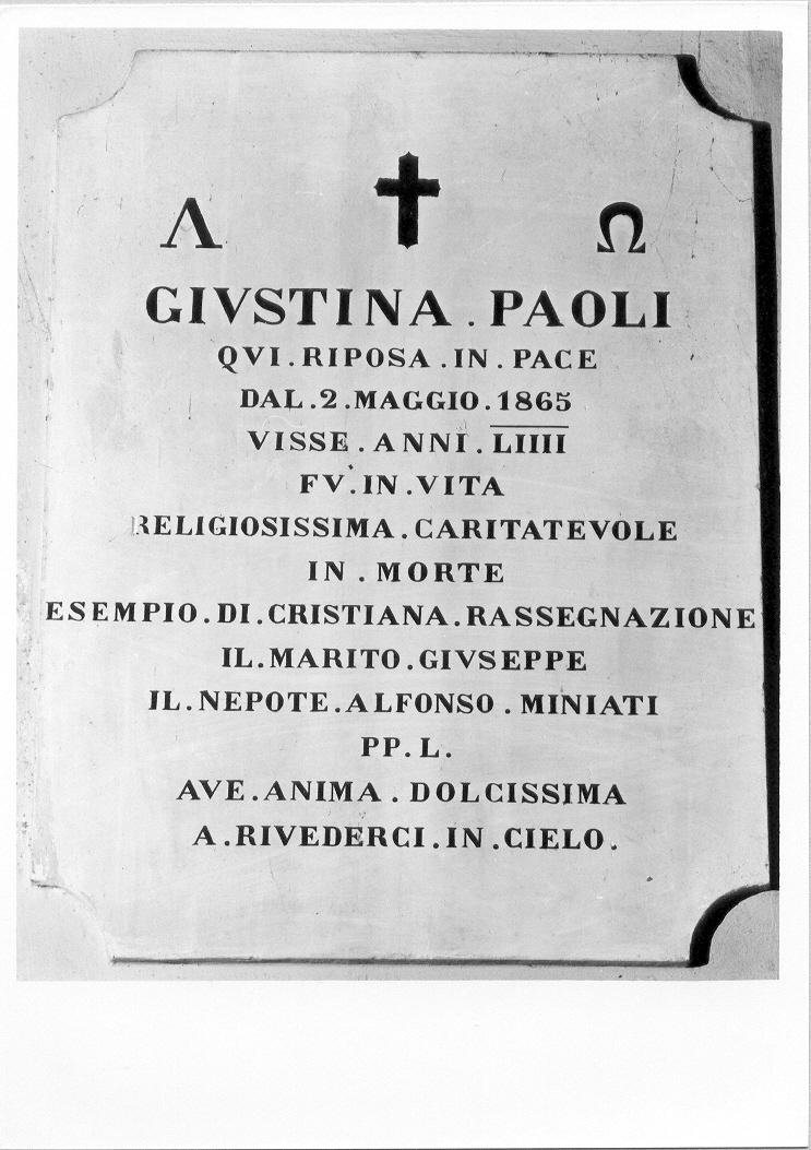 lapide tombale - bottega marchigiana (sec. XIX)