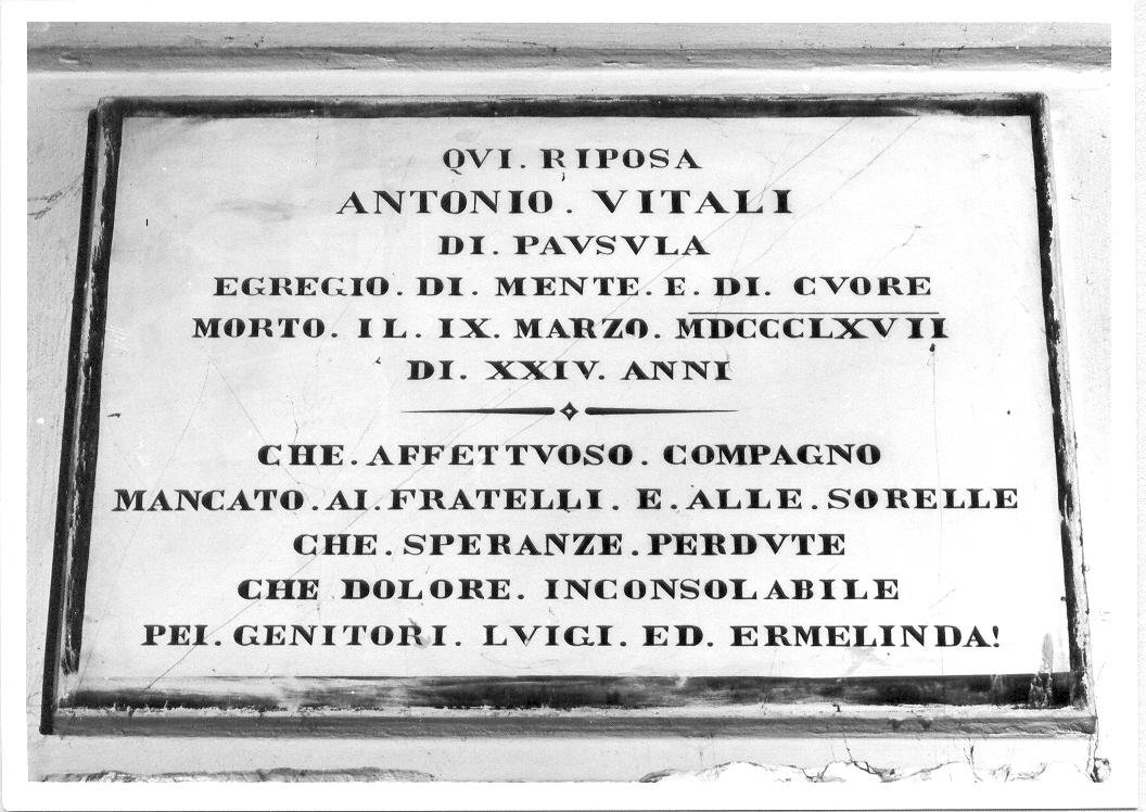 lapide tombale - bottega marchigiana (sec. XIX)