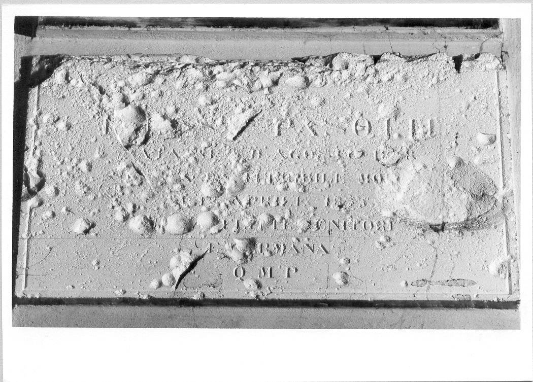 lapide tombale - bottega marchigiana (sec. XIX)