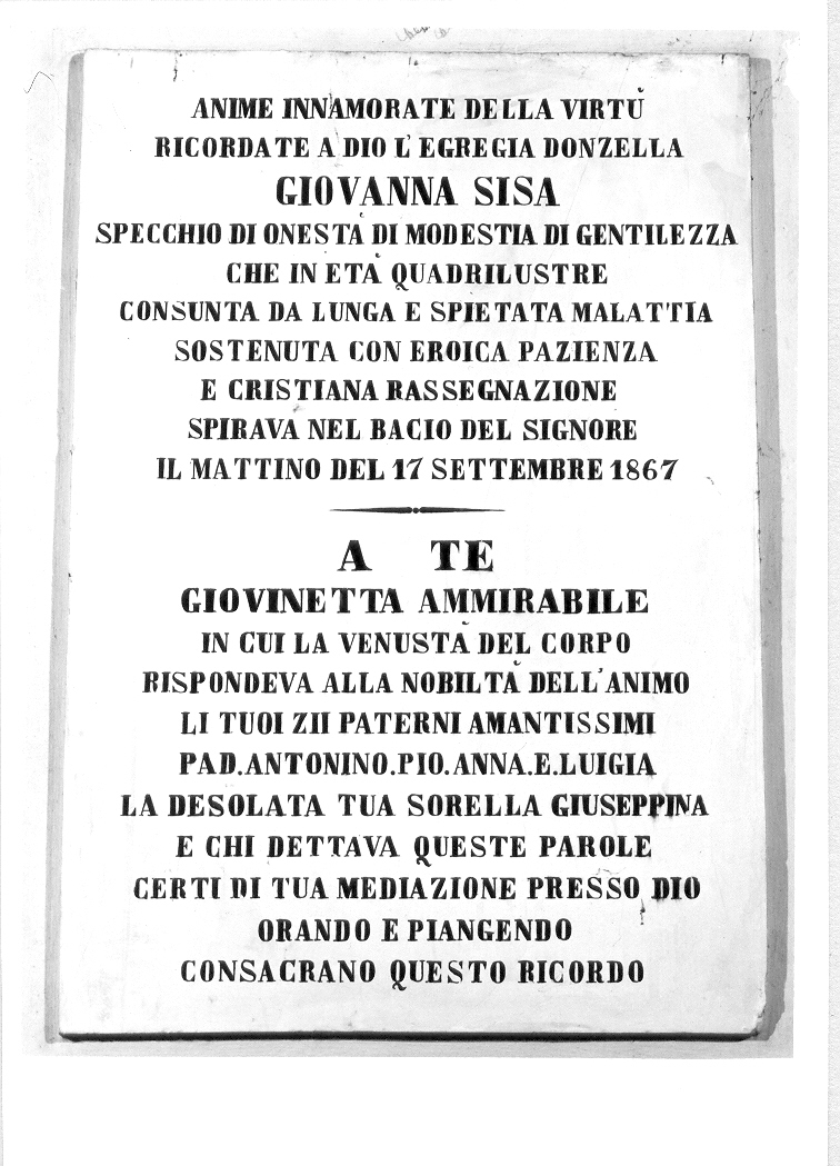 lapide tombale - bottega marchigiana (sec. XIX)