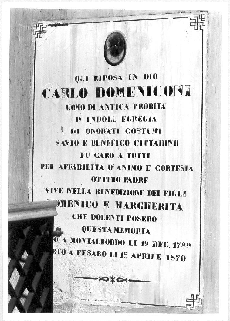 lapide tombale - bottega marchigiana (sec. XIX)