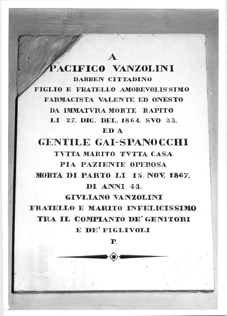 lapide tombale - bottega marchigiana (sec. XIX)