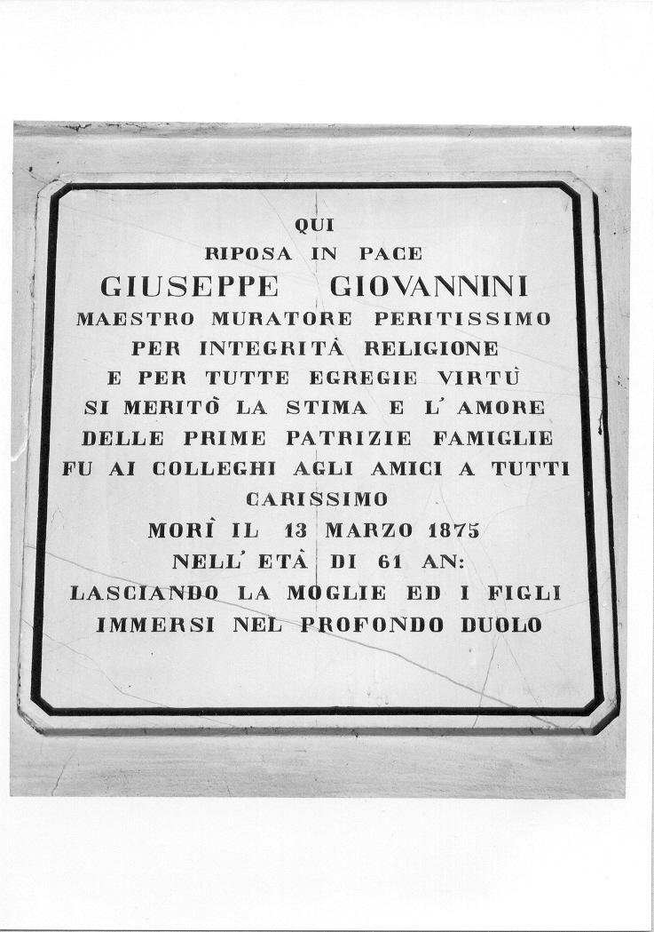 lapide tombale - bottega marchigiana (sec. XIX)