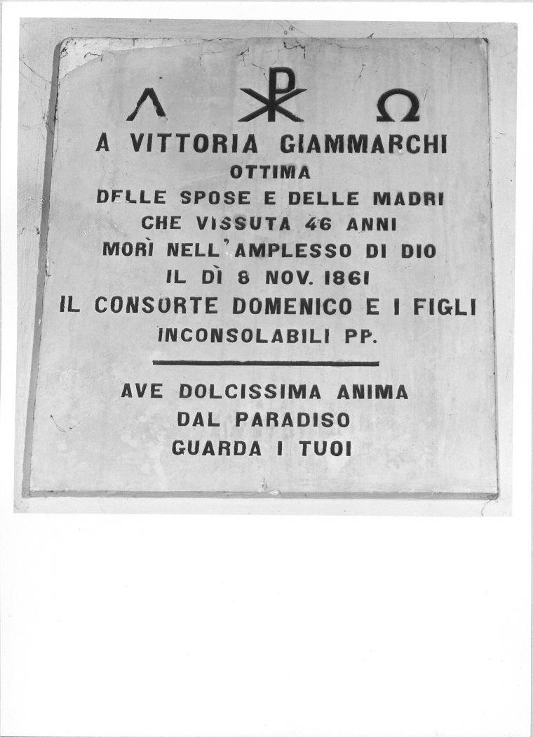 lapide tombale - bottega marchigiana (sec. XIX)