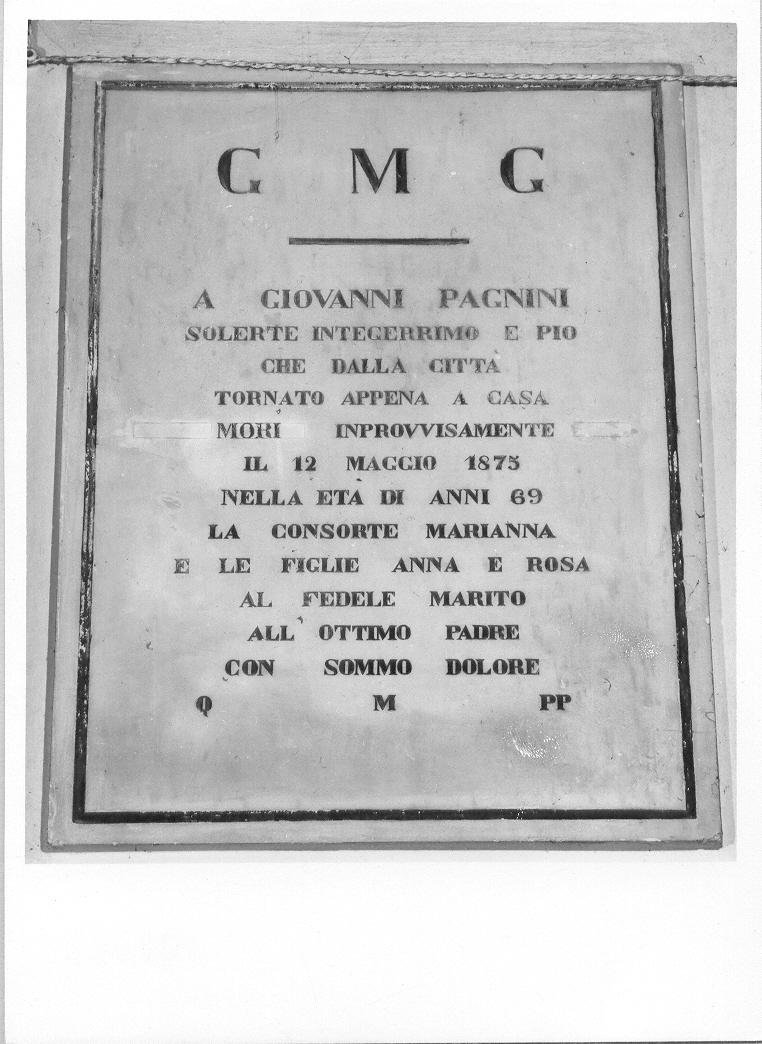 lapide tombale - bottega marchigiana (sec. XIX)