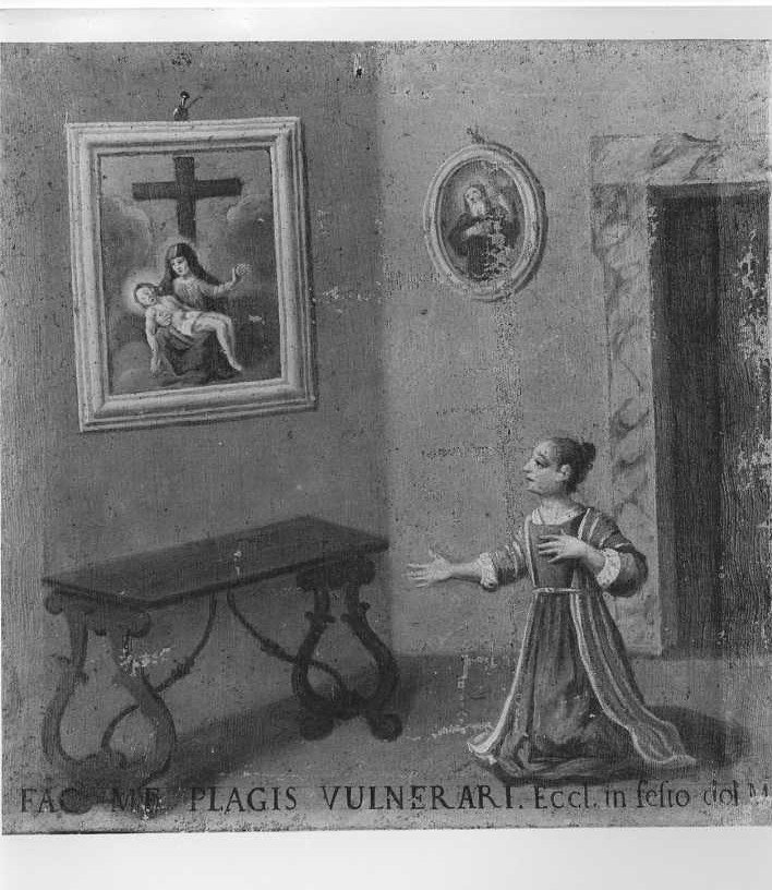 Santa Veronica Giuliani contempla Cristo in pietà (dipinto, elemento d'insieme) - ambito marchigiano (ultimo quarto sec. XVIII)