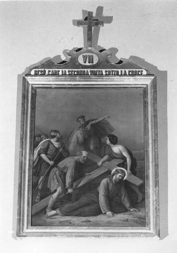 stazione VII: Gesù cade sotto la croce la seconda volta (Via Crucis, elemento d'insieme) - ambito marchigiano (prima metà sec. XIX)