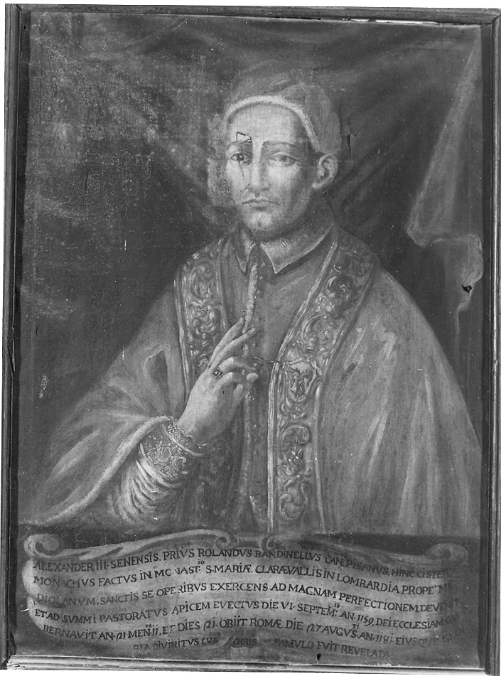 papa Alessandro III (dipinto, pendant) - ambito marchigiano (secc. XVII/ XVIII)