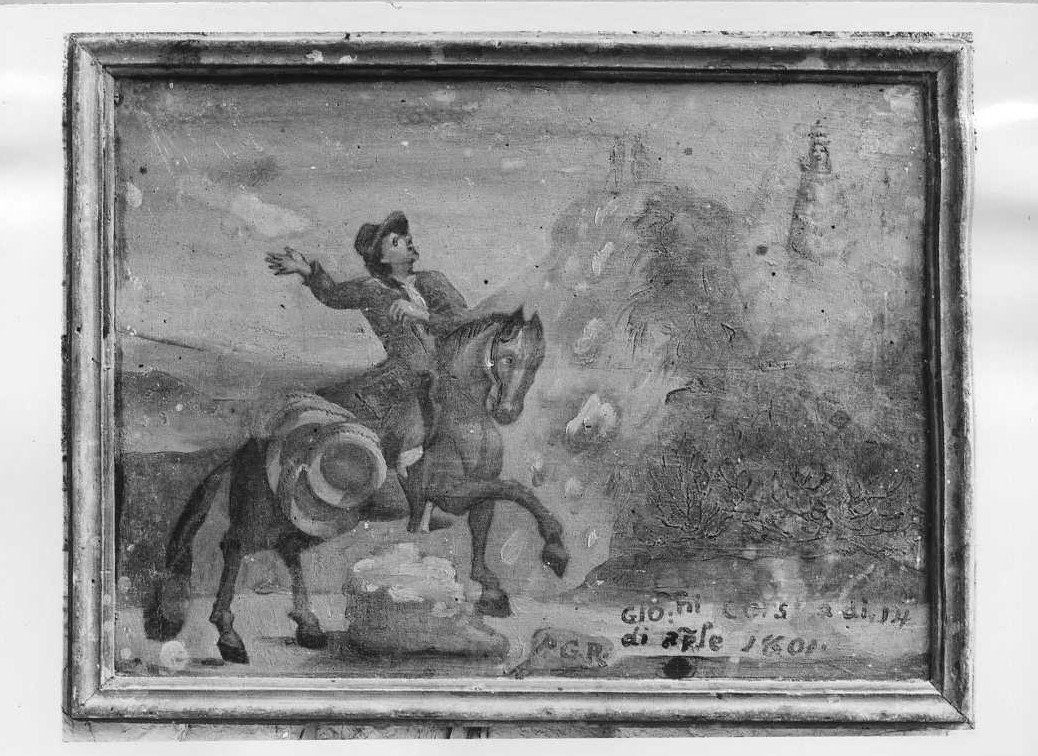 caduta di un masso roccioso (ex voto) - ambito marchigiano (sec. XIX)