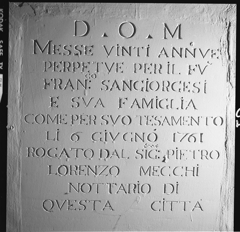 lapide commemorativa - bottega marchigiana (sec. XVIII)