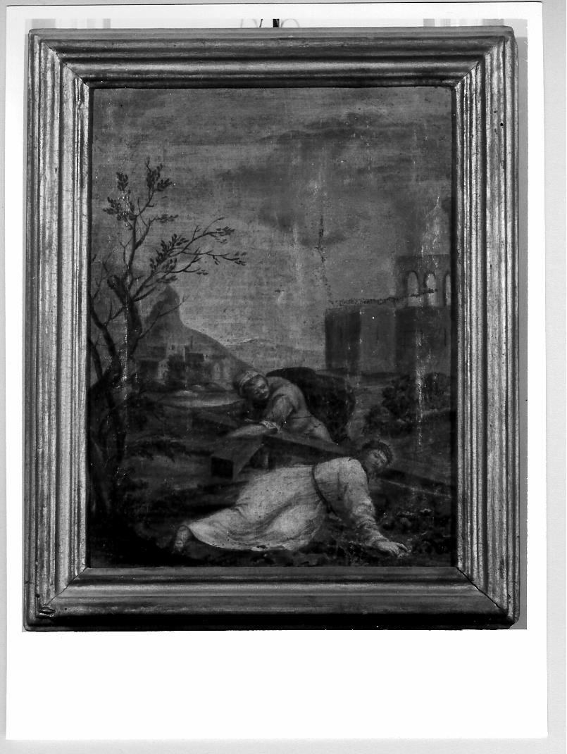 stazione III: Gesù cade sotto la croce la prima volta (Via Crucis, elemento d'insieme) - ambito marchigiano (fine/inizio secc. XVII/ XVIII)