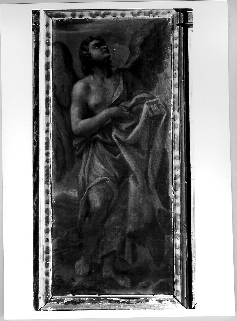 angelo che regge una veste (dipinto, elemento d'insieme) di Oddi Giuseppe (attribuito) (sec. XVIII)
