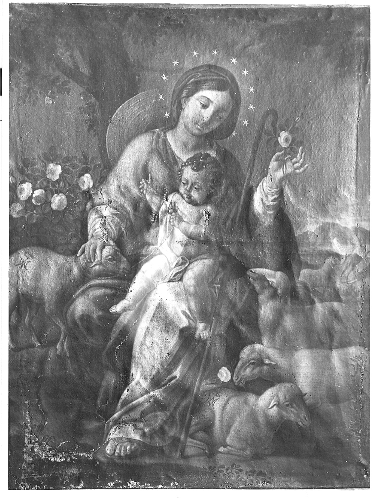 Madonna pastora, Madonna con Bambino (dipinto) di Allevi Francesco Saverio (attribuito) (fine sec. XVIII)