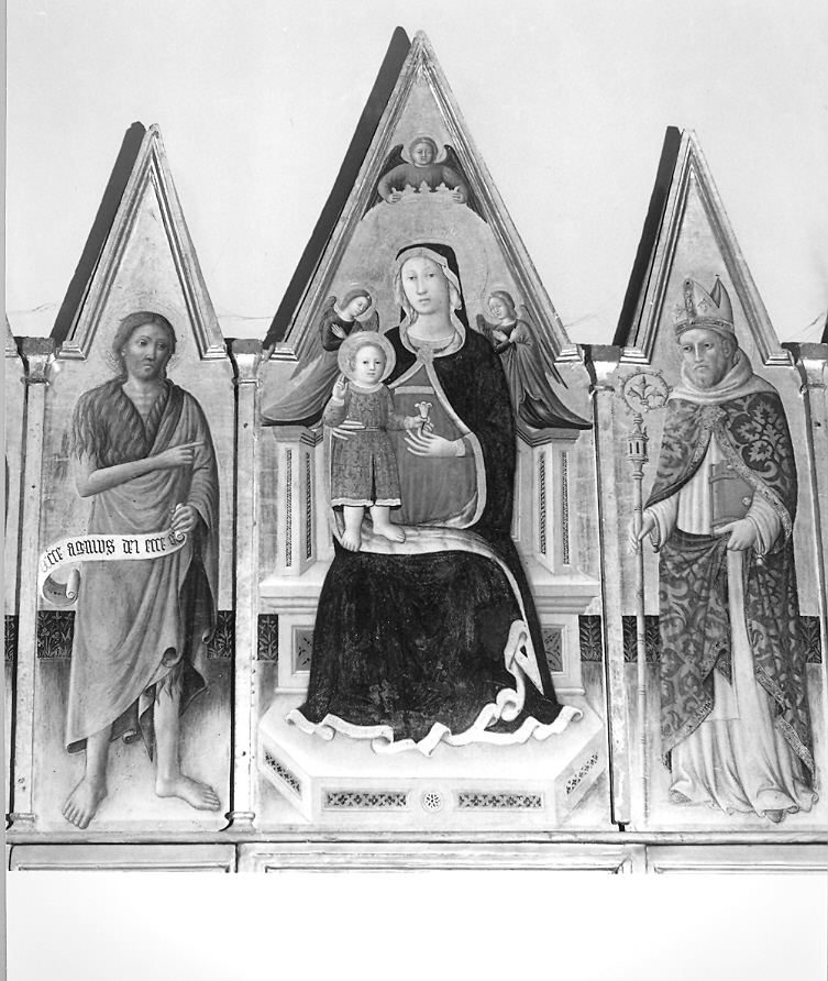 Madonna in trono con Bambino (scomparto di polittico, elemento d'insieme) di Maestro di Staffolo (prima metà sec. XV)