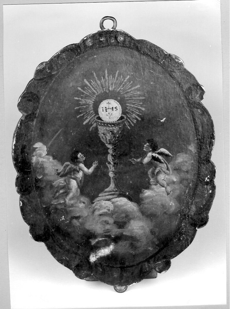 angeli adoranti il calice eucaristico (dipinto, opera isolata) - ambito marchigiano (seconda metà sec. XVIII)