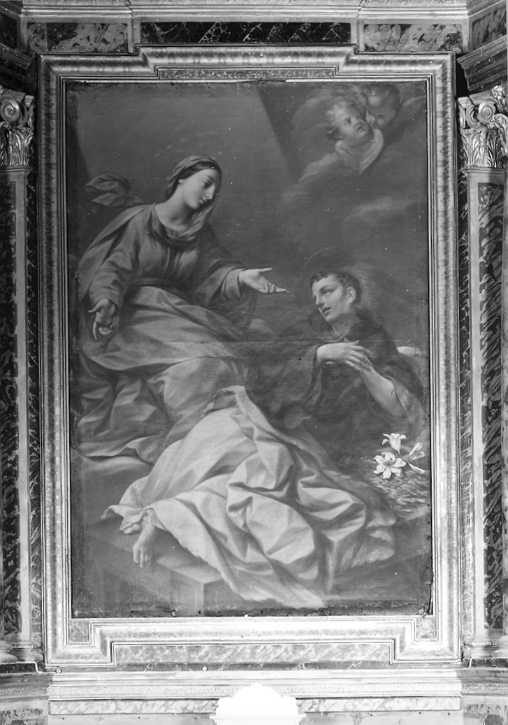 Madonna in trono e S. Antonio (dipinto, opera isolata) di Largiani Antonio Maria (primo quarto sec. XVIII)
