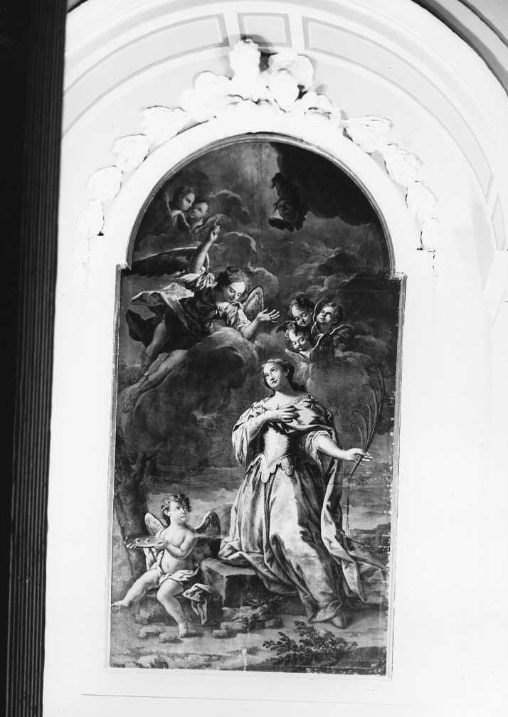 S. Lucia con angeli e cherubini (dipinto) - ambito marchigiano (fine/inizio secc. XVII/ XVIII)