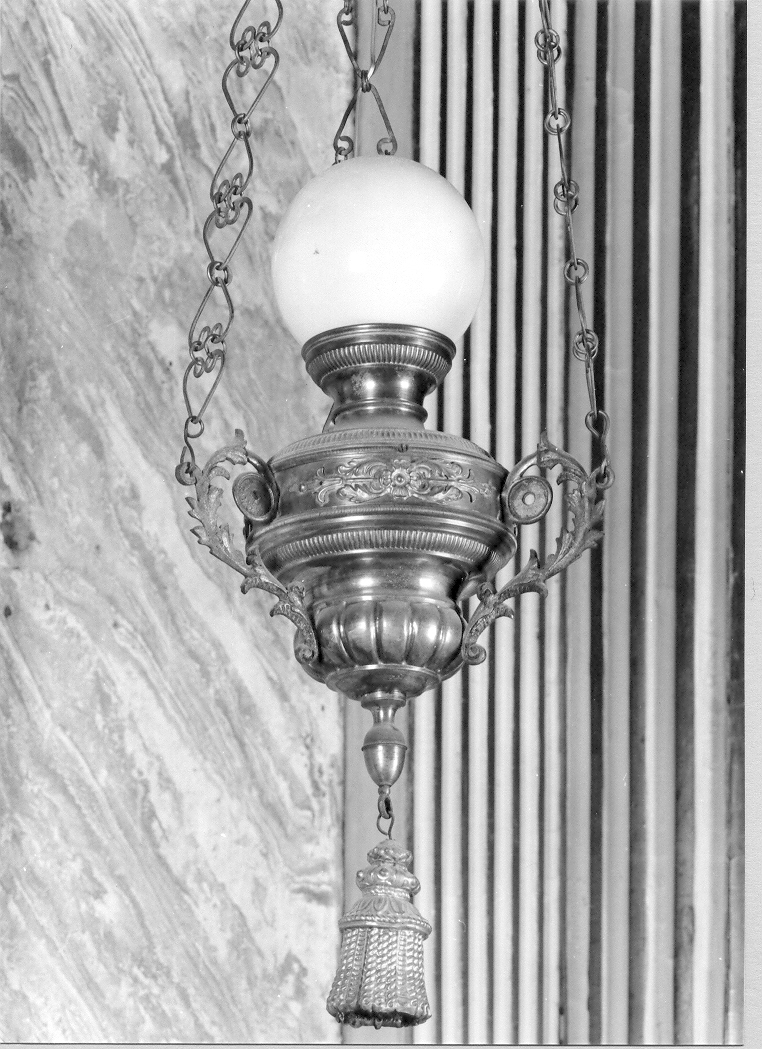 lampada pensile ad anfora, serie - bottega Italia centrale (fine/inizio secc. XIX/ XX)