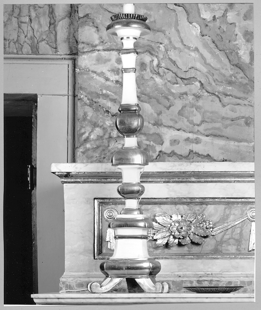 candeliere, serie - bottega marchigiana (fine/inizio secc. XVIII/ XIX)