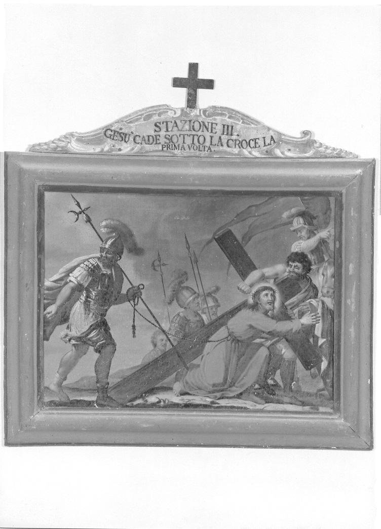 stazione III: Gesù cade sotto la croce la prima volta (Via Crucis, elemento d'insieme) - ambito Italia centrale (prima metà sec. XIX)