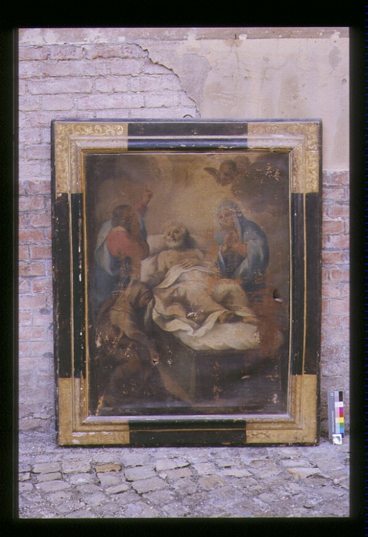 San Giuseppe con la Madonna, Gesù Cristo e gli angeli (dipinto) - ambito marchigiano (sec. XIX)