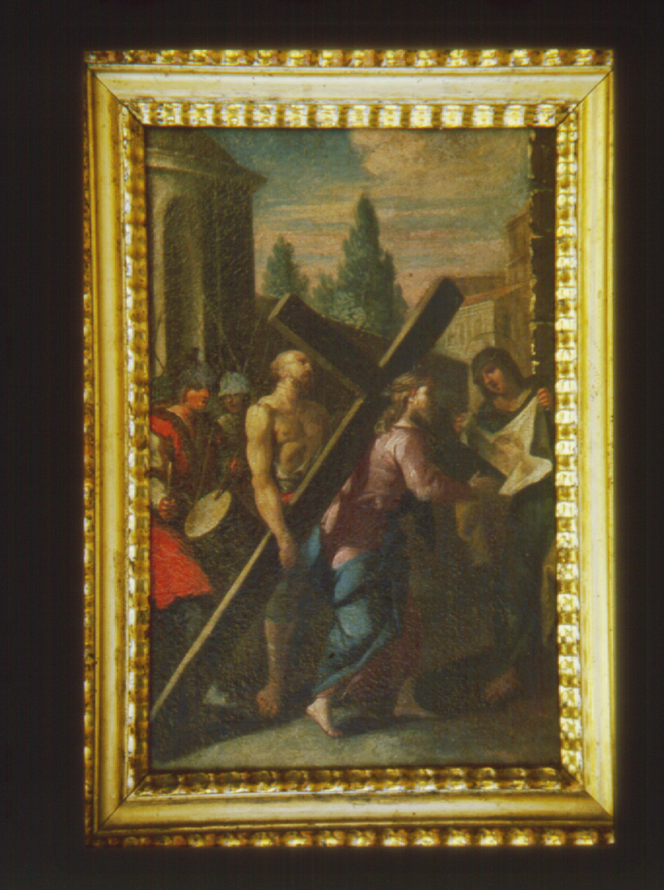 stazione VI: Gesù asciugato dalla Veronica (Via Crucis, elemento d'insieme) - ambito Italia centrale (fine/inizio secc. XVIII/ XIX)