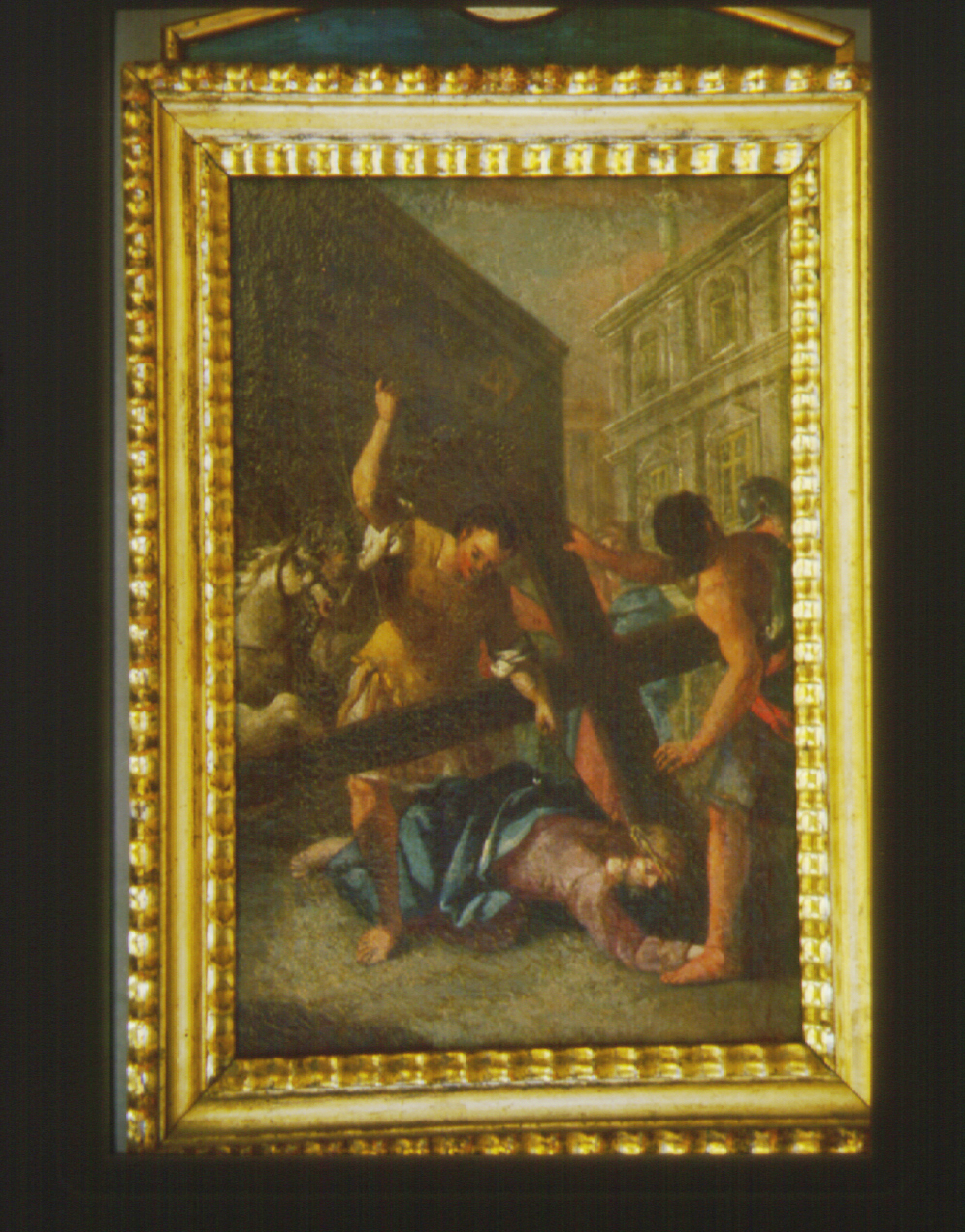 stazione VII: Gesù cade sotto la croce la seconda volta (Via Crucis, elemento d'insieme) - ambito Italia centrale (fine/inizio secc. XVIII/ XIX)
