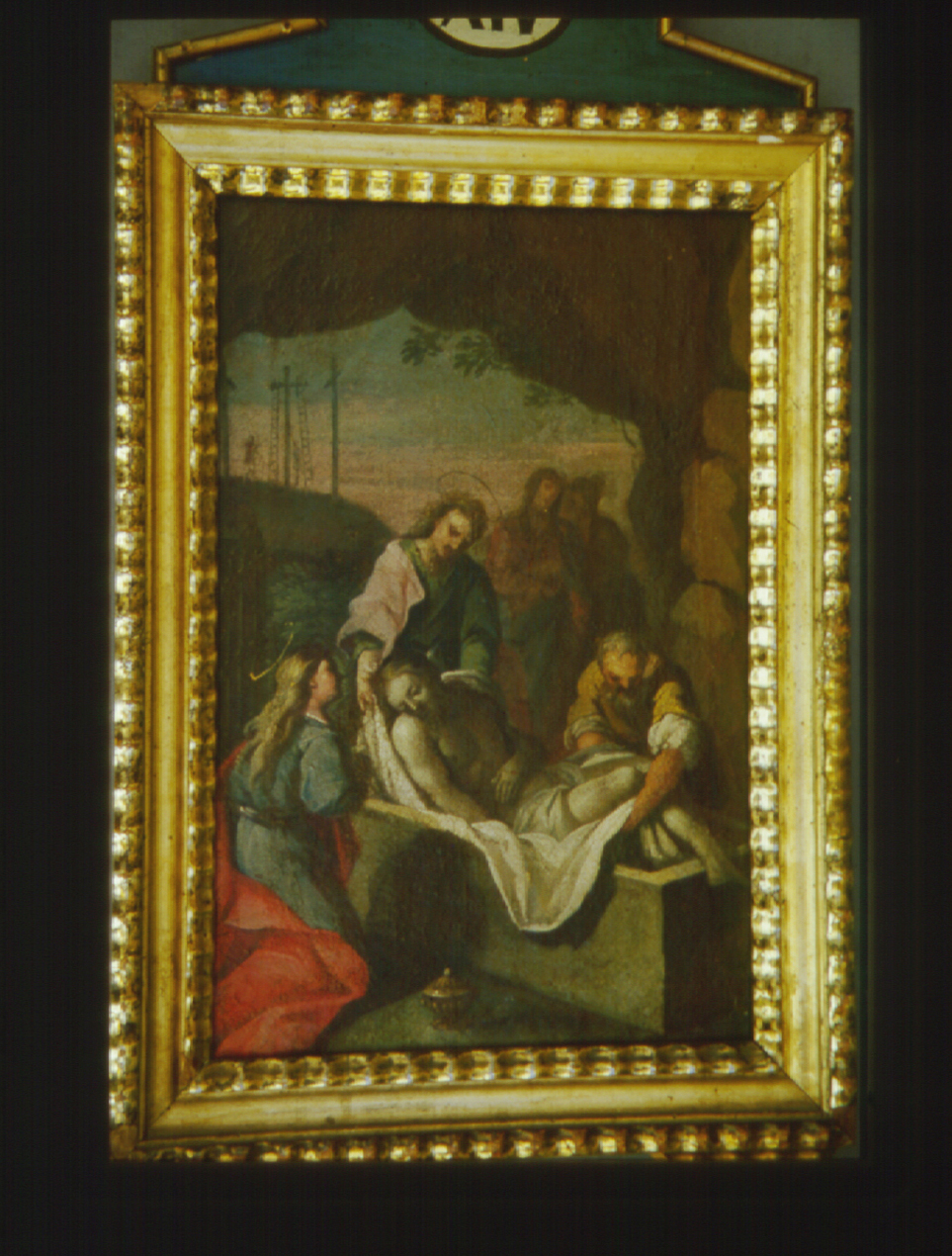 stazione XIV: Gesù deposto nel sepolcro (Via Crucis, elemento d'insieme) - ambito Italia centrale (fine/inizio secc. XVIII/ XIX)