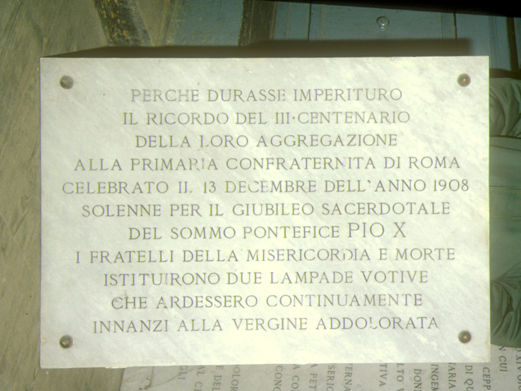 lapide commemorativa - bottega marchigiana (sec. XX)