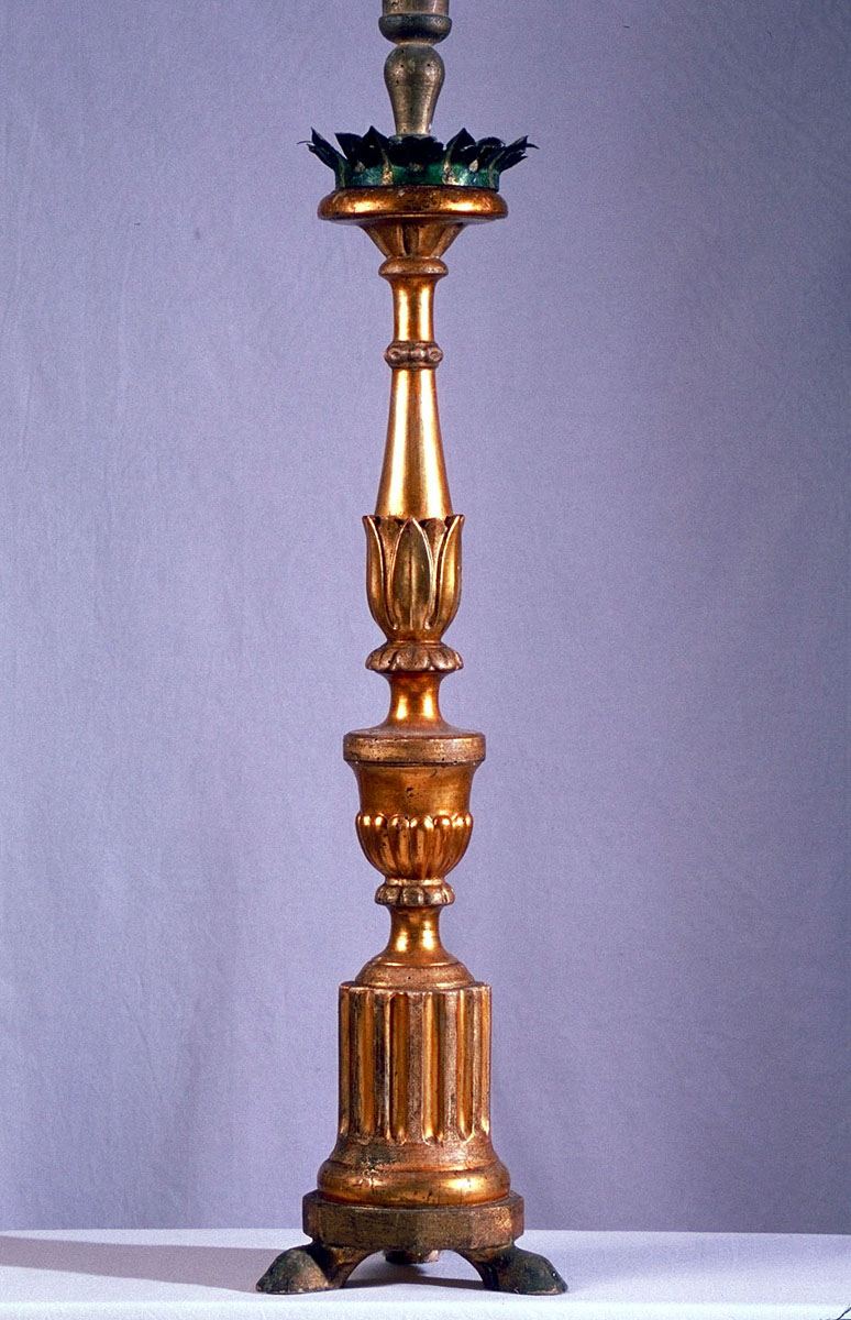 candeliere d'altare, serie - bottega marchigiana (prima metà sec. XIX)