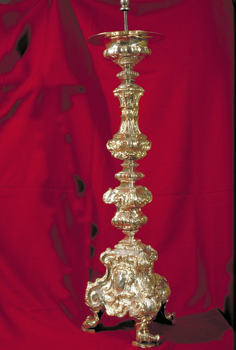 candelabro - a statuetta, serie - bottega romana (seconda metà sec. XVIII)