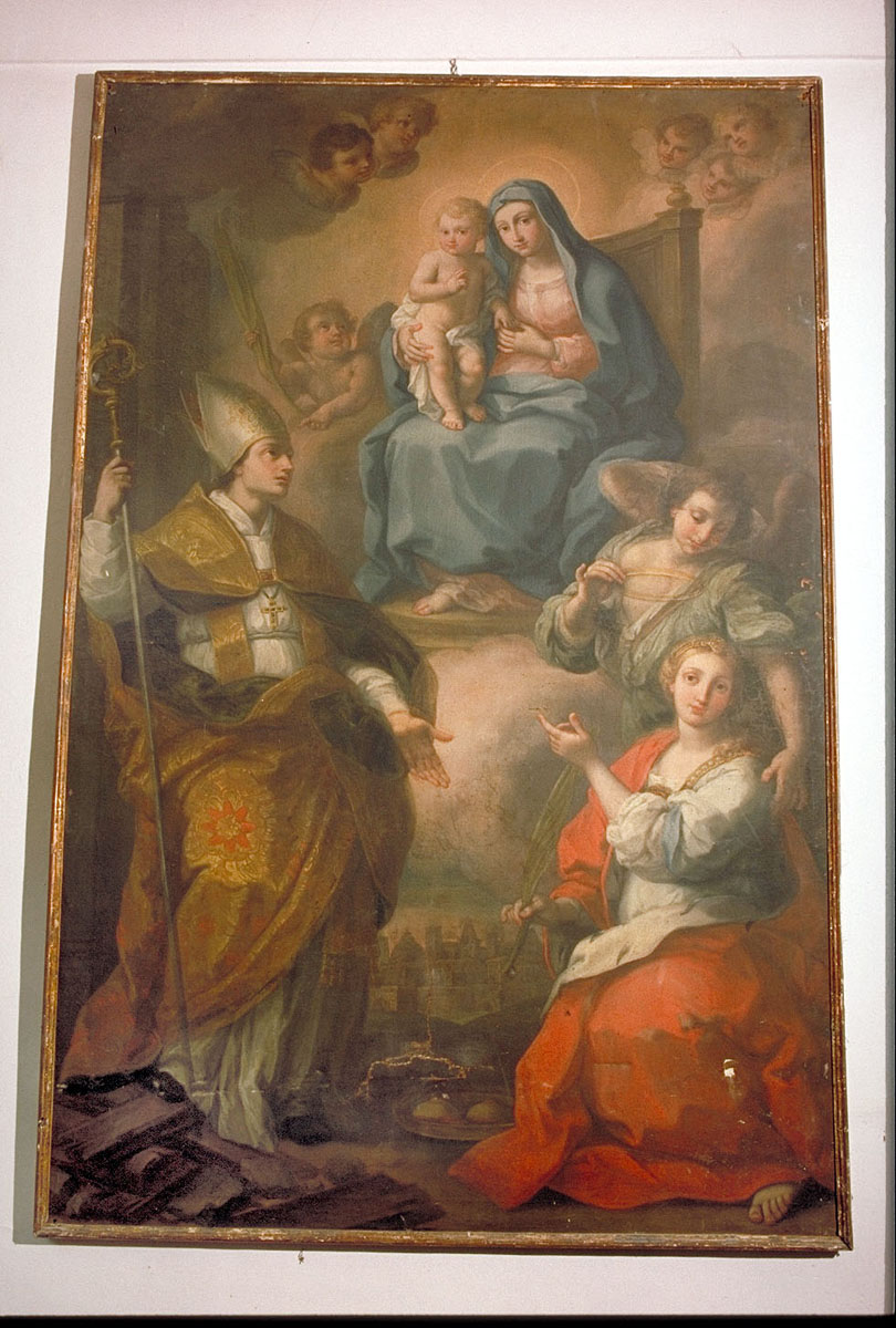 Madonna in trono con Bambino e Santi (dipinto) di Pannerio Matteo (prima metà sec. XVIII)